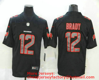 Men's Tampa Bay Buccaneers #12 Tom Brady Black 2020 Fashion Impact Black Color Rush Stitched NFL Nike Limited Jersey