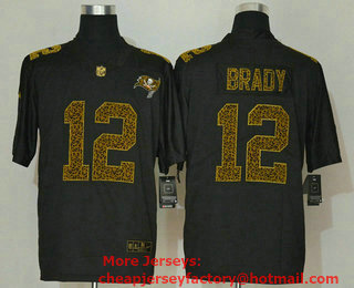 Men's Tampa Bay Buccaneers #12 Tom Brady Black 2020 Nike Flocked Leopard Print Vapor Limited NFL Jersey