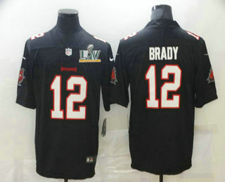 Men's Tampa Bay Buccaneers #12 Tom Brady Black 2021 Super Bowl LV Vapor Untouchable Stitched NFL Nike Limited Jersey