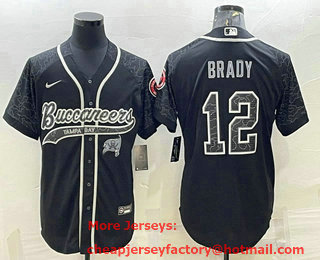 Men's Tampa Bay Buccaneers #12 Tom Brady Black Reflective Limited Stitched Football Jersey