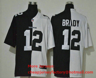 Men's Tampa Bay Buccaneers #12 Tom Brady Black White Peaceful Coexisting 2020 Vapor Untouchable Stitched NFL Nike Limited Jersey