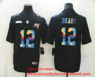 Men's Tampa Bay Buccaneers #12 Tom Brady Multi-Color Black 2020 NFL Crucial Catch Vapor Untouchable Nike Limited Jersey