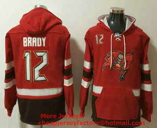 Men's Tampa Bay Buccaneers #12 Tom Brady NEW Red Pocket Stitched NFL Pullover Hoodie