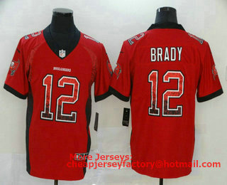 Men's Tampa Bay Buccaneers #12 Tom Brady Red 2020 Fashion Drift Color Rush Stitched NFL Nike Limited Jersey