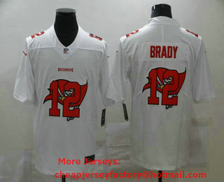 Men's Tampa Bay Buccaneers #12 Tom Brady White 2020 Shadow Logo Vapor Untouchable Stitched NFL Nike Limited Jersey