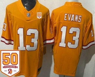 Men's Tampa Bay Buccaneers #13 Mike Evans Limited Orange Throwback 50th Seasons FUSE Vapor Jersey