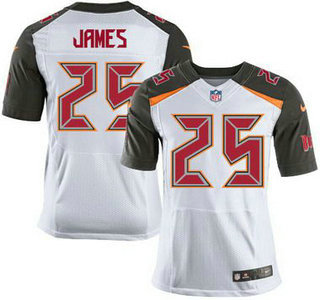 Men's Tampa Bay Buccaneers #25 Mike James White Road NFL Nike Elite Jersey
