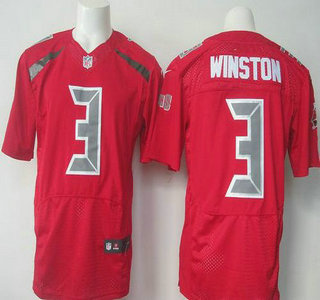 Men's Tampa Bay Buccaneers #3 Jameis Winston Nike Red Color Rush 2015 NFL Elite Jersey