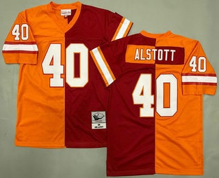 Men's Tampa Bay Buccaneers #40 Mike Alstott Red Yellow Split Throwback Jersey