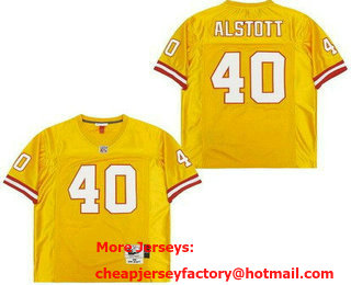 Men's Tampa Bay Buccaneers #40 Mike Alstott Yellow 1986 Throwback Jersey