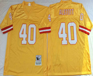 Men's Tampa Bay Buccaneers #40 Mike Alstott Yellow Throwback Jersey by Mitchell & Ness