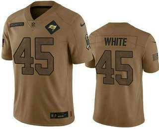 Men's Tampa Bay Buccaneers #45 Devin White Limited Brown 2023 Salute To Service Jersey