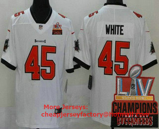 Men's Tampa Bay Buccaneers #45 Devin White Limited White 2021 Super Bowl LV Champions Vapor Untouchable Jersey