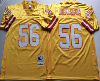 Men's Tampa Bay Buccaneers #56 Hardy Nickerson Yellow Throwback Jersey by Mitchell & Ness