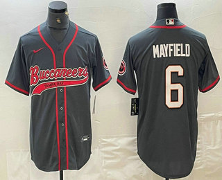 Men's Tampa Bay Buccaneers #6 Baker Mayfield Grey Cool Base Stitched Baseball Jersey