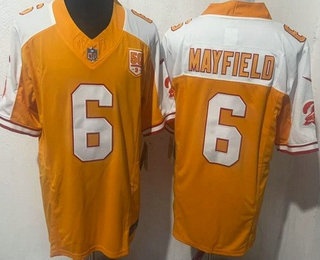 Men's Tampa Bay Buccaneers #6 Baker Mayfield Limited Orange Thanksgiving 50th Seasons FUSE Vapor Jersey