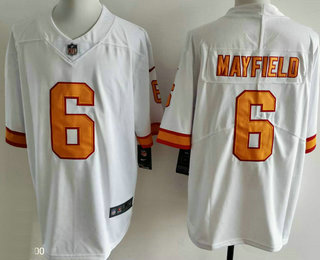 Men's Tampa Bay Buccaneers #6 Baker Mayfield White Vapor Limited Yellow Throwback Jersey