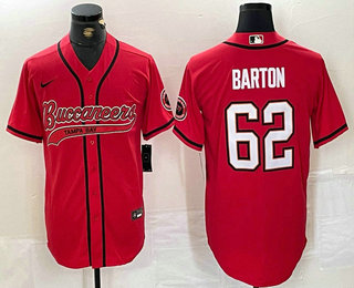 Men's Tampa Bay Buccaneers #62 Graham Barton Red Cool Base Stitched Baseball Jersey