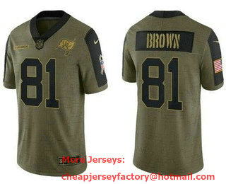 Men's Tampa Bay Buccaneers #81 Antonio Brown Limited Olive 2021 Salute To Service Jersey