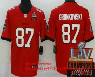 Men's Tampa Bay Buccaneers #87 Rob Gronkowski Limited Red 2021 Super Bowl LV Champions Vapor Untouchable Jersey