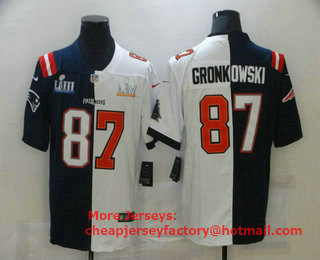 Men's Tampa Bay Buccaneers #87 Rob Gronkowski Navy Blue White Super Bowl Patch Two Tone Vapor Untouchable Stitched NFL Nike Limited Jersey