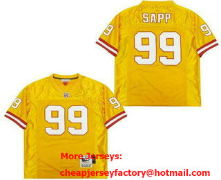 Men's Tampa Bay Buccaneers #99 Warren Sapp Yellow 1986 Throwback Jersey