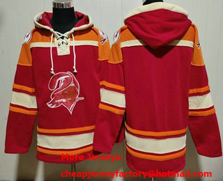 Men's Tampa Bay Buccaneers Blank Red Ageless Must Have Lace Up Pullover Hoodie