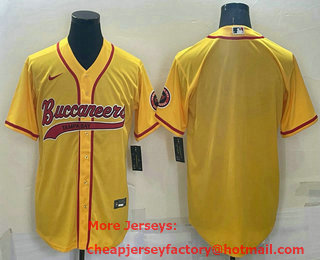 Men's Tampa Bay Buccaneers Blank Yellow Stitched Cool Base Nike Baseball Jersey