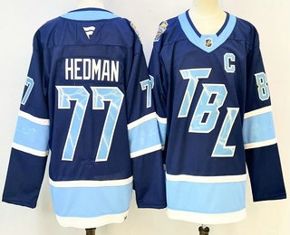 Men's Tampa Bay Lightning #77 Victor Hedman Blue 2026 Stadium Series Authentic Jersey