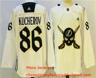 Men's Tampa Bay Lightning #86 Nikita Kucherov White Stitched Jersey