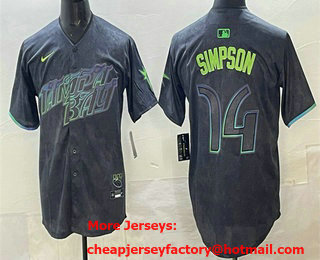 Men's Tampa Bay Rays #14 Chandler Simpson Charcoal 2024 City Connect Limited Stitched Jersey