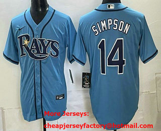 Men's Tampa Bay Rays #14 Chandler Simpson Light Blue Cool Base Jersey