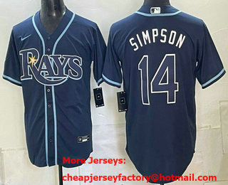 Men's Tampa Bay Rays #14 Chandler Simpson Navy Cool Base Jersey