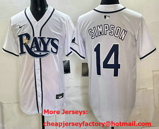 Men's Tampa Bay Rays #14 Chandler Simpson White Cool Base Jersey