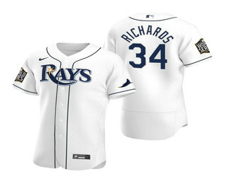 Men's Tampa Bay Rays #34 Trevor Richards Nike White 2020 World Series Authentic Jersey