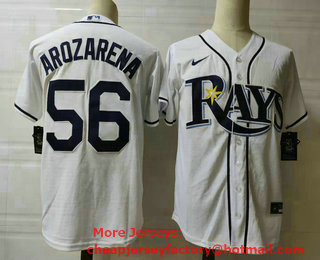 Men's Tampa Bay Rays #56 Randy Arozarena White Stitched MLB Cool Base Nike Jersey