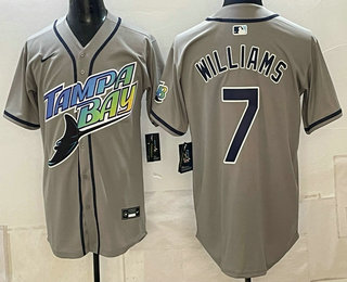 Men's Tampa Bay Rays #7 Carson Williams Grey Throwback Jersey