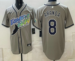 Men's Tampa Bay Rays #8 Jonathan Aranda Grey Throwback Jersey