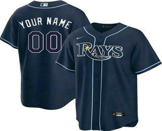 Men's Tampa Bay Rays Customized Navy Alternate Cool Base Jersey