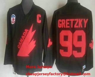 Men's Team Canada #99 Wayne Gretzky 1991 Olympic Black CCM Vintage Throwback Jersey