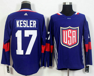 Men's Team USA #17 Ryan Kesler Navy Blue 2016 World Cup of Hockey Game Jersey