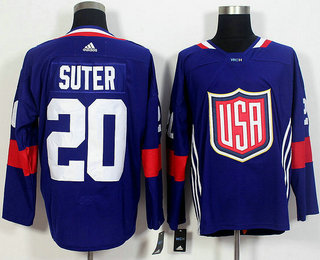 Men's Team USA #20 Ryan Suter Navy Blue 2016 World Cup of Hockey Game Jersey