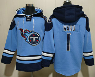 Men's Tennessee Titans #1 Cameron Ward Blue Ageless Must Have Lace Up Pullover Hoodie