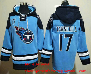 Men's Tennessee Titans #17 Ryan Tannehill Ligth Blue Ageless Must Have Lace Up Pullover Hoodie