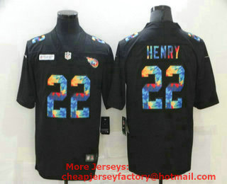Men's Tennessee Titans #22 Derrick Henry Multi-Color Black 2020 NFL Crucial Catch Vapor Untouchable Nike Limited Jersey