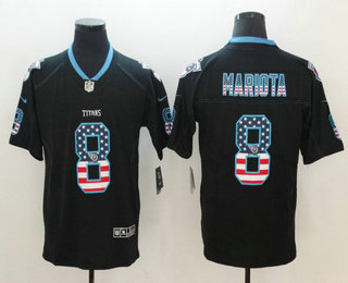 Men's Tennessee Titans #8 Marcus Mariota 2018 USA Flag Fashion Black Color Rush Stitched Nike Limited Jersey