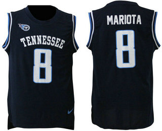 Men's Tennessee Titans #8 Marcus Mariota Navy Blue Nike Player Name And Number Tank Top