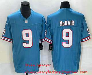 Men's Tennessee Titans #9 Steve McNair Blue 2023 FUSE Vapor Limited Throwback Stitched Jersey