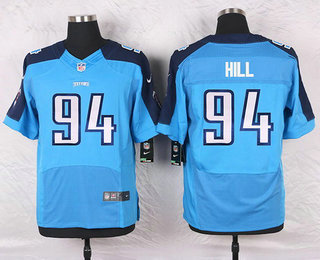 Men's Tennessee Titans #94 Sammie Hill Light Blue Team Color NFL Nike Elite Jersey