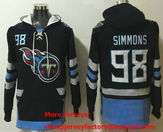 Men's Tennessee Titans #98 Jeffery Simmons Blue NEW Navy Blue Pocket Stitched NFL Pullover Hoodie